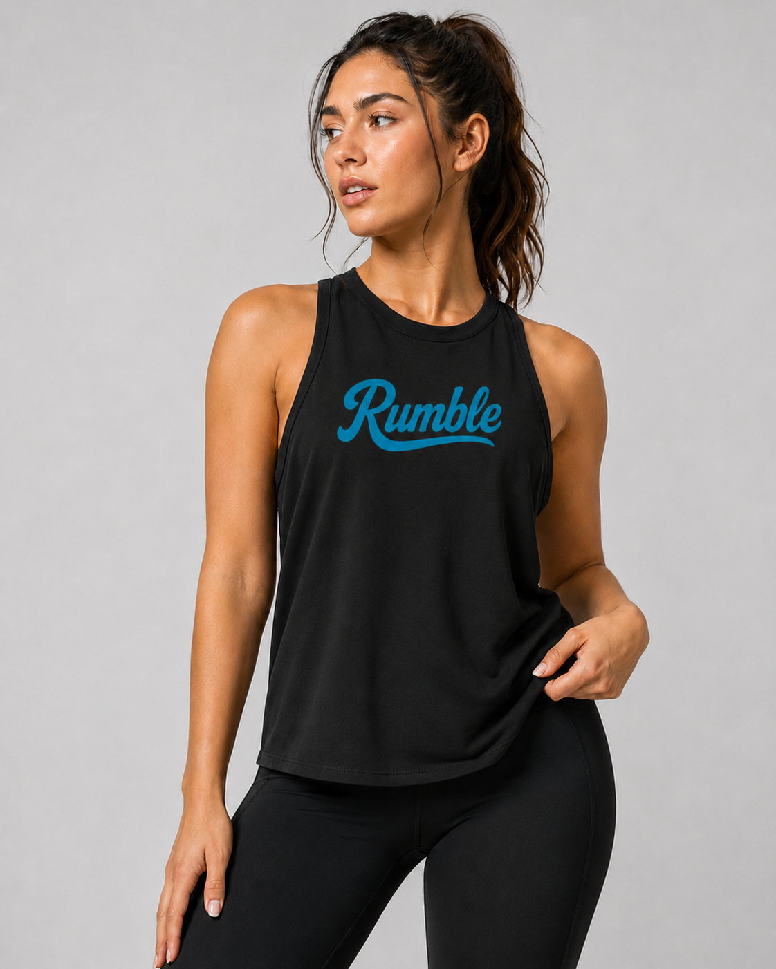 Rumble Women’s Racerback Training Tank – Black & Blue