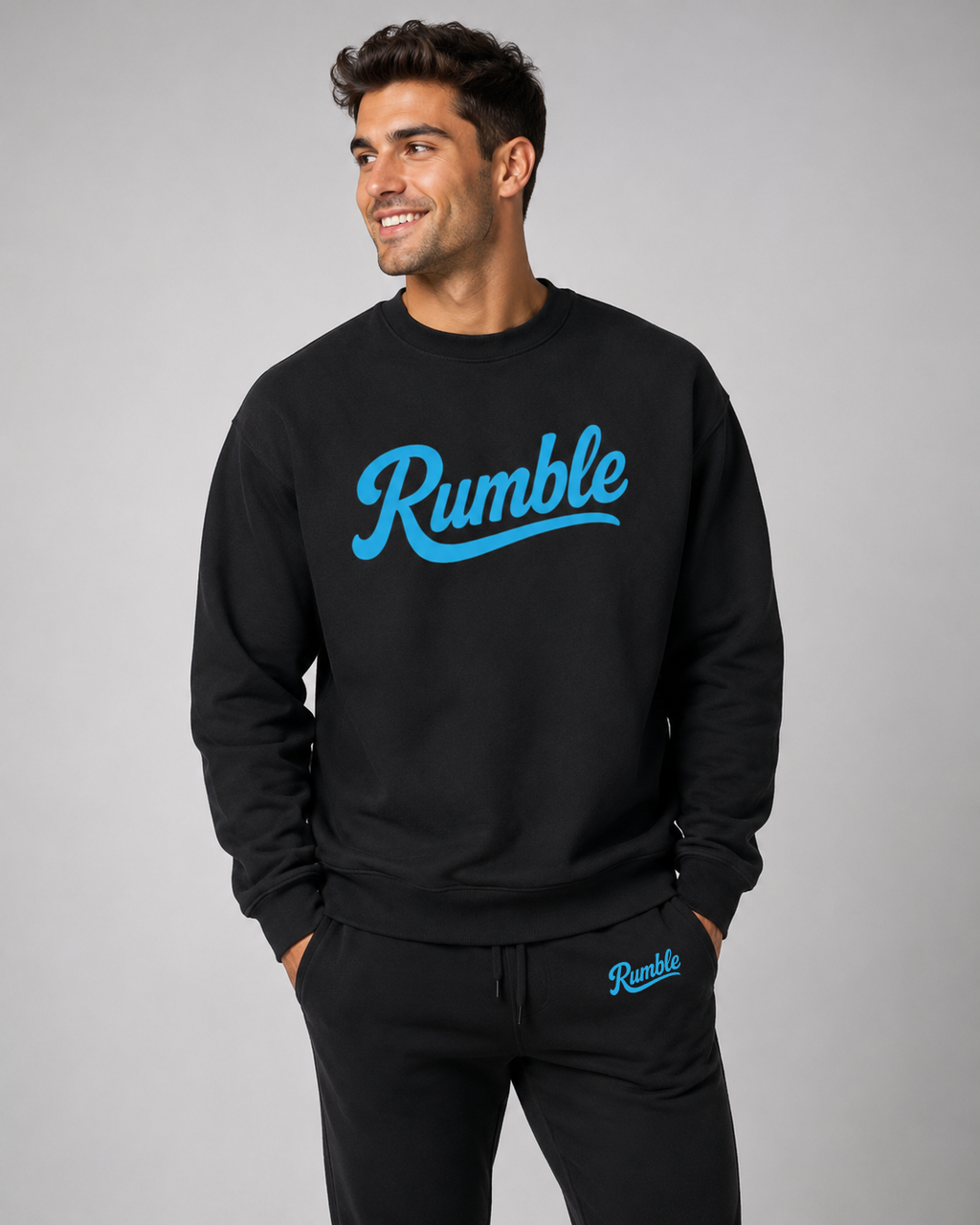 Rumble Signature Crew Sweatshirt – Black & Blue