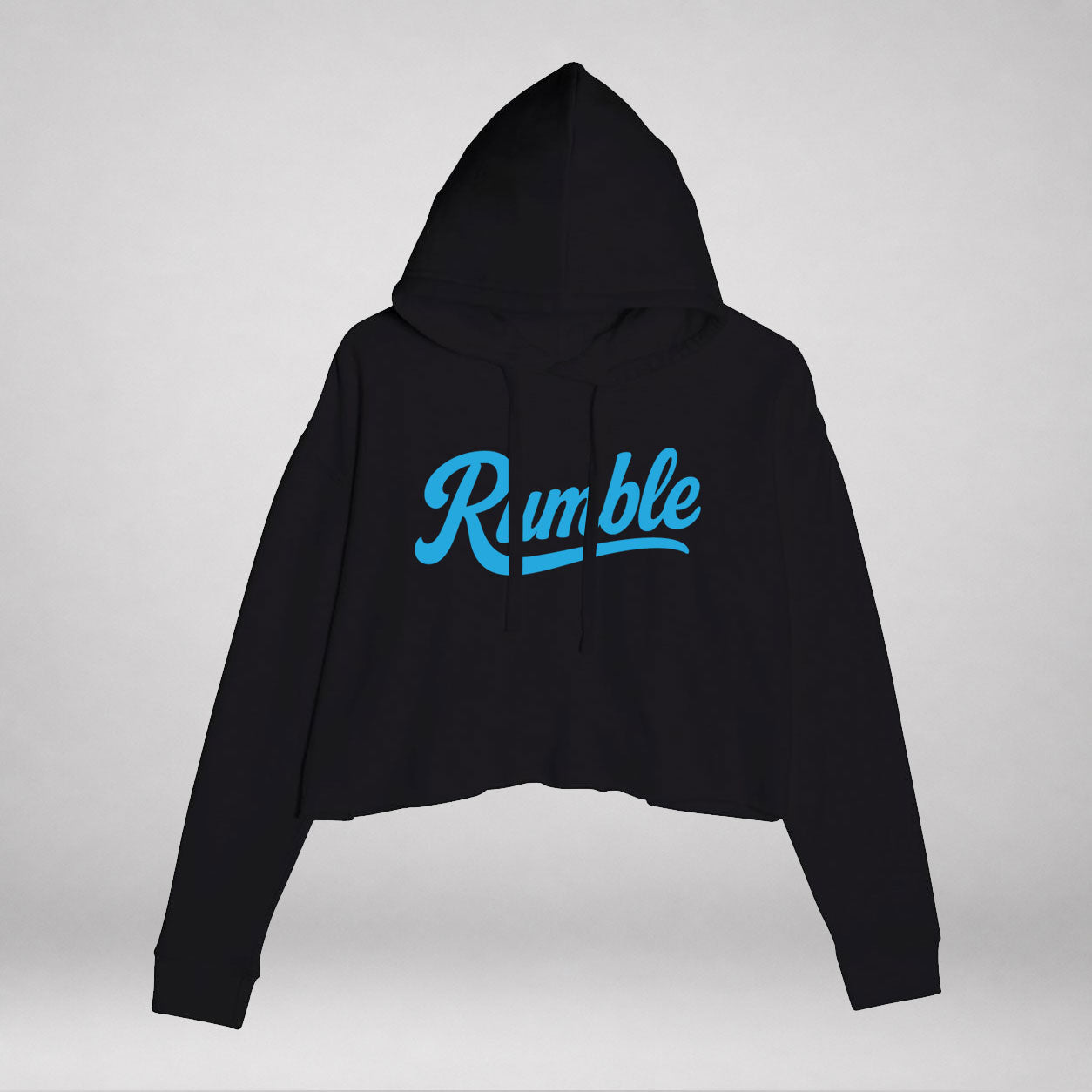 Rumble Signature Logo Cropped Hoodie – Black & Blue